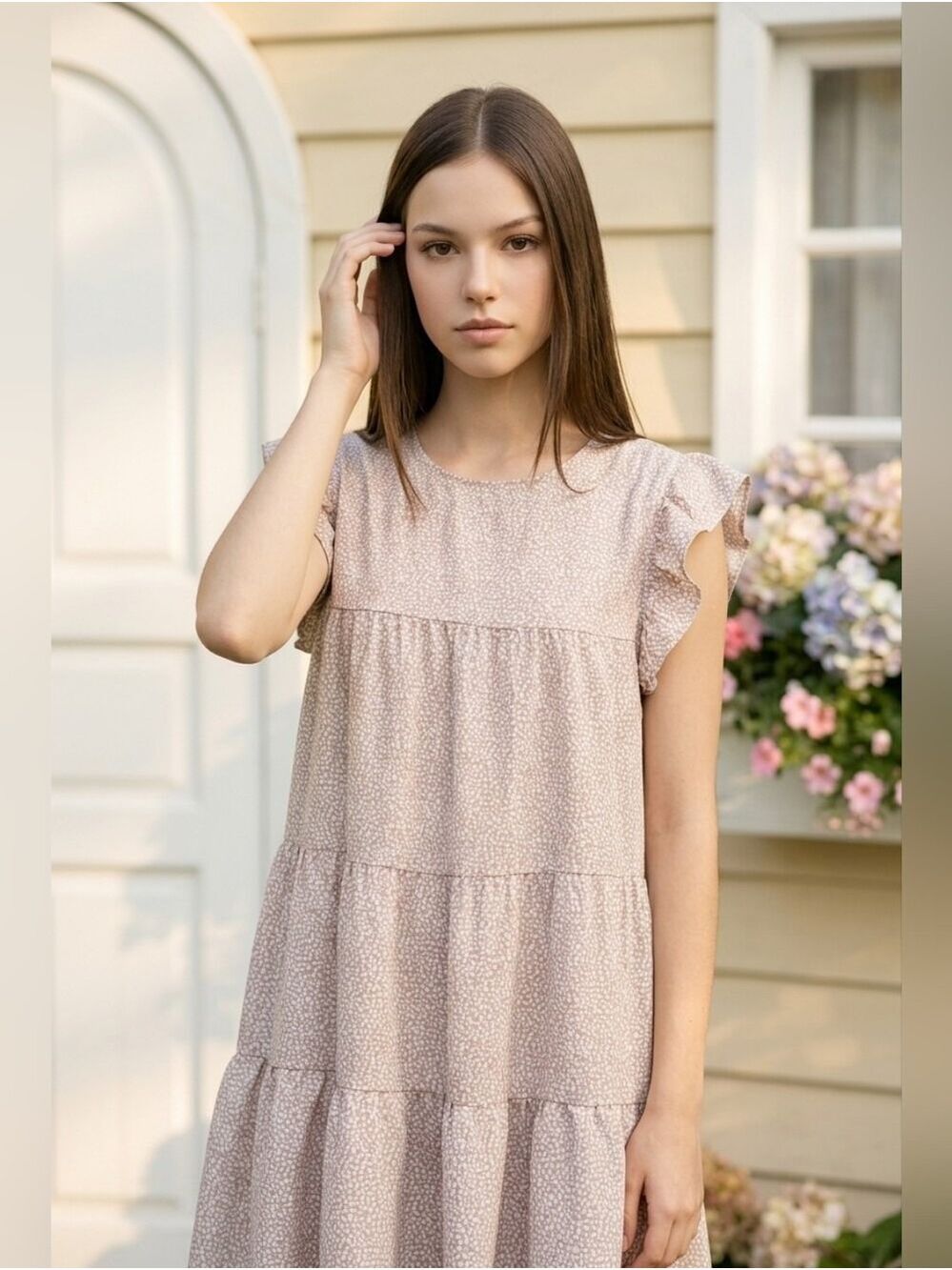 🎉$5x$25🎉Solution Mini Dress Ruffle Sleeve Pink White Polka Dot Casual, small